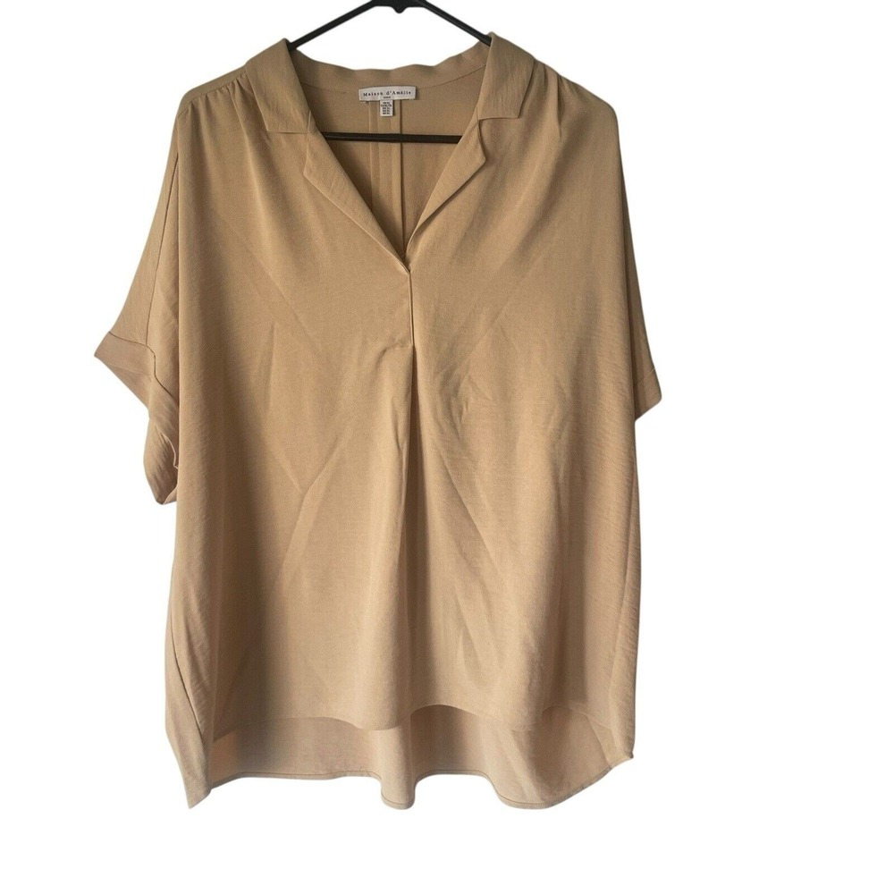 Maison d'Amelie Paris Women's Size‎ XL Beige Minimalist Tunic Blouse